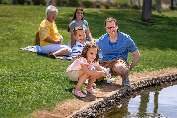 Residents enjoying Blossom Rock park in Mesa, Arizona