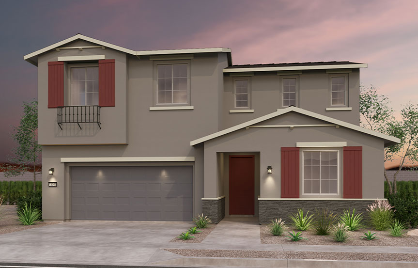 Brookfield Residential Blossom Rock Wildflower Poppy Elevation E - Traditional Southwest