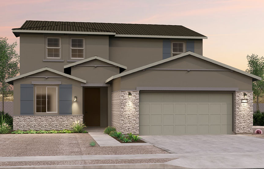 Brookfield Residential Blossom Rock Laurel Ponderosa Elevation E - Traditional Southwest.